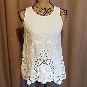 Saint Tropez West Tank Button Back Crochet Hem